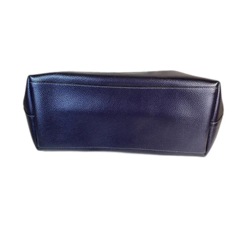 Coach NWT #679983 Navy Blue Iridescent Pebble Leather Large Town Tote